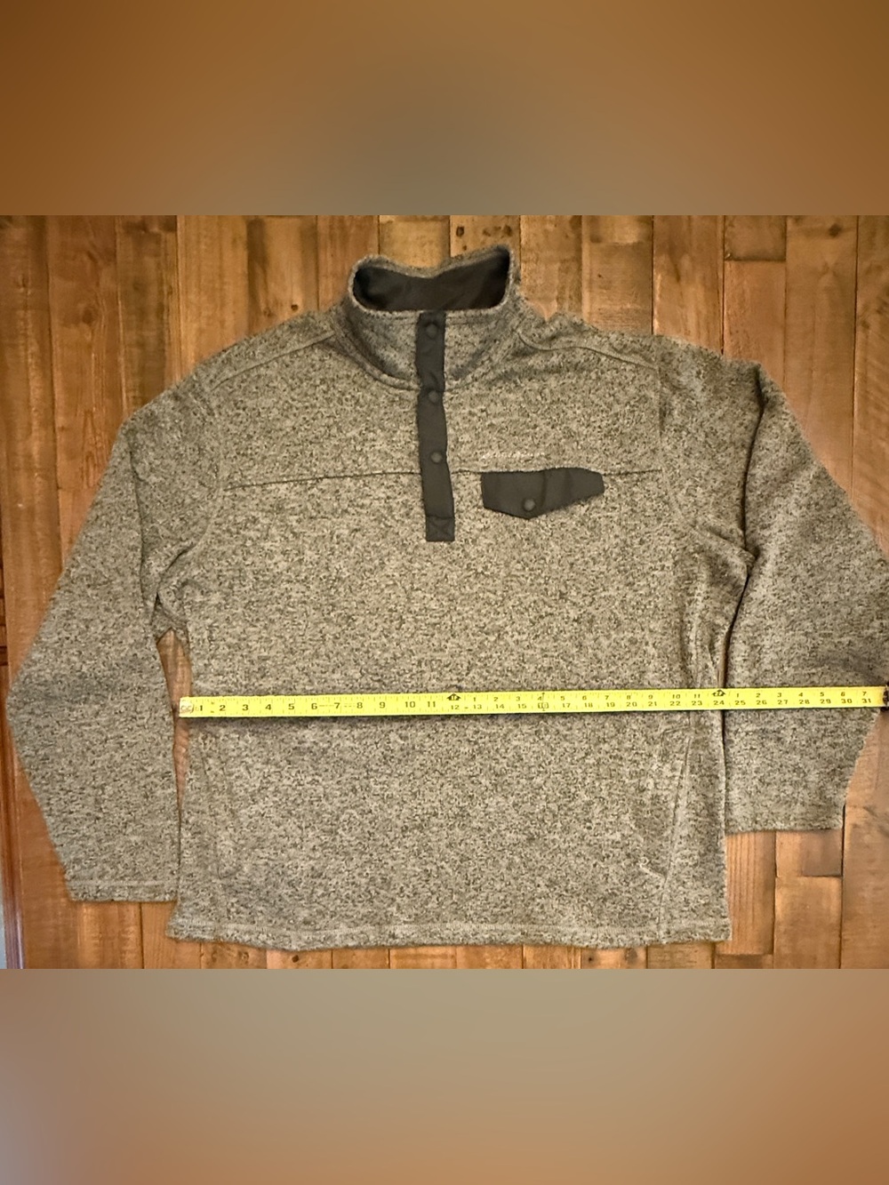 Eddie Bauer Men’s XL Snap Neck Fleece Pullover Sweater Gray Heather - Picture 3 of 9